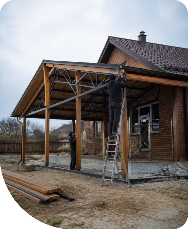 Пристройка навеса к дому и участку в Кронштадте под ключ